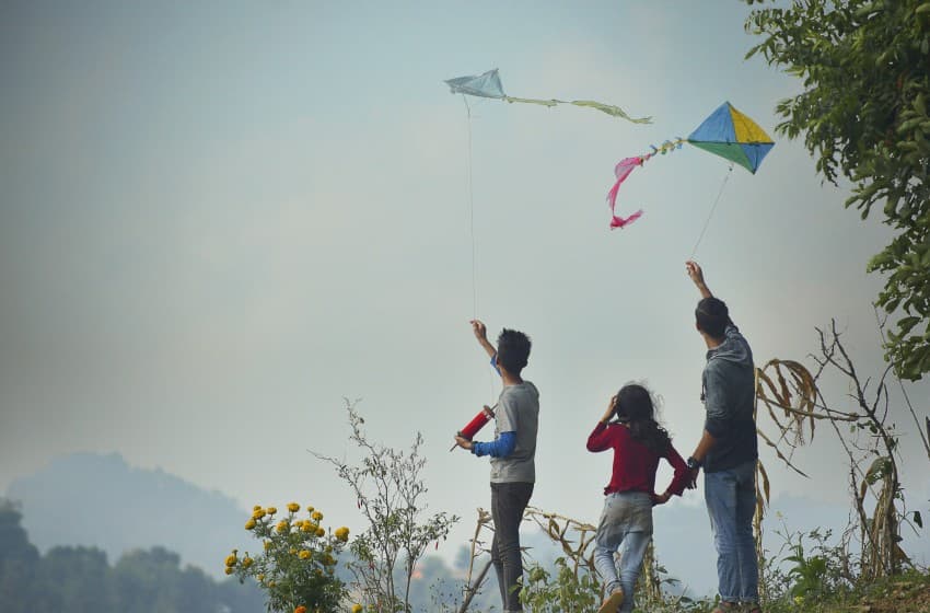 Flying kites